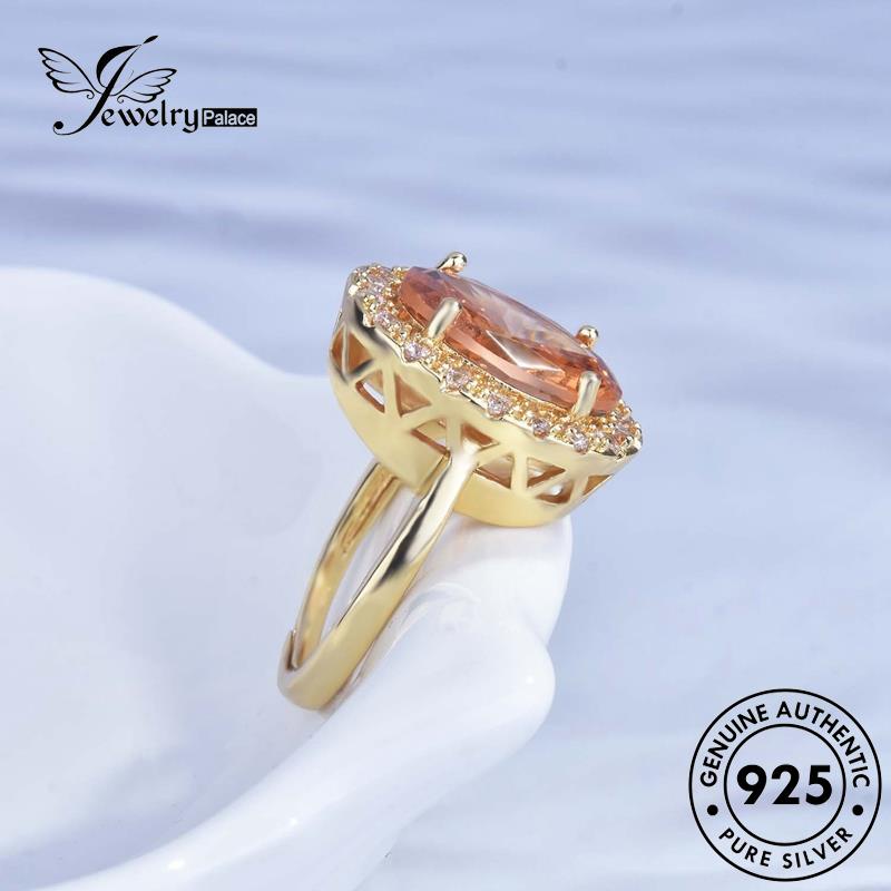 JEWELRYPALACE Silver Perak Citrine Asli Wanita Classic Kawin Nikah Oval Perhiasan Gold Original Silver Aksesori Sterling Cincin korea Murni 925 R2170