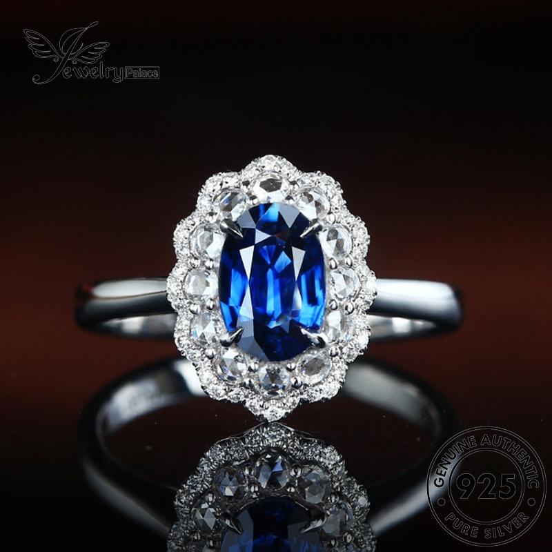 JEWELRYPALACE Silver Asli Cincin 925 Sterling Kawin Aksesori Original Perak Wanita Perhiasan Nikah Crown Murni Sapphire Silver korea Vintage R2182