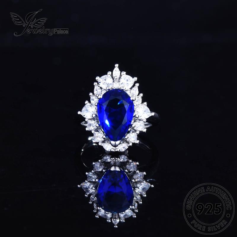 JEWELRYPALACE Cincin Silver Drop Murni Sterling 925 Sapphire Kawin Aksesori korea Nikah Retro Perak Silver Asli Perhiasan Original Wanita Water R2187