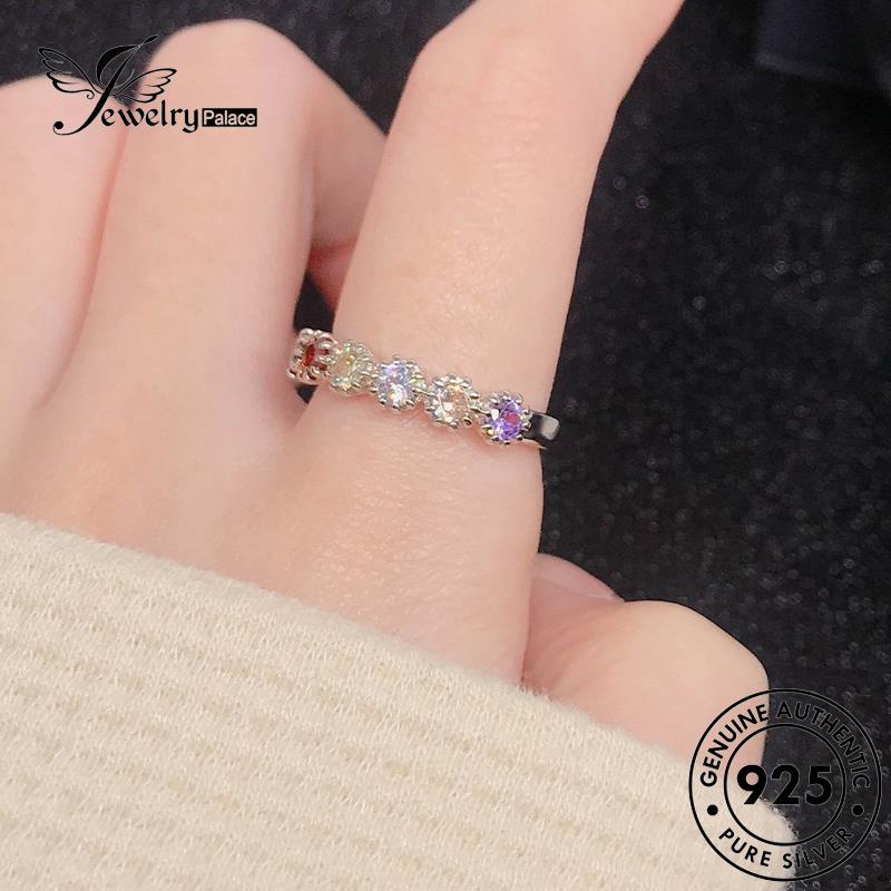 JEWELRYPALACE Cincin Nikah Silver 925 Asli korea Murni Perhiasan Aquamarine Aksesori Original Color Kawin Creative Wanita Silver Sterling Perak R2144