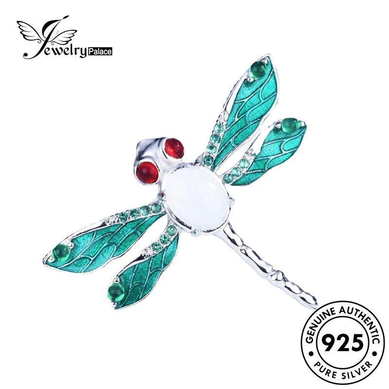 JEWELRYPALACE Wanita Asli Silver 925 Murni Aksesori korea Perak Kawin Original Silver Dragonfly Cincin Jade Perhiasan Nikah Creative Sterling R2235