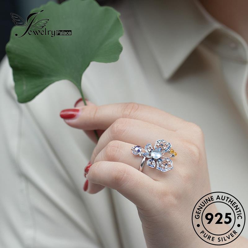 JEWELRYPALACE Perak Cincin Sterling Aksesori Silver Original Nikah Butterfly Luxury korea Perhiasan Wanita Silver Asli Murni Aquamarine 925 Kawin R2278