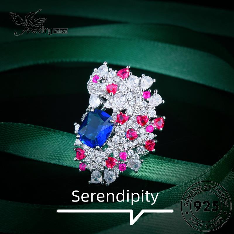 JEWELRYPALACE Original Silver Sapphire Aksesori Perhiasan 925 korea Luxury Kawin Nikah Murni Flowers Silver Perak Cincin Sterling Wanita Asli R2340