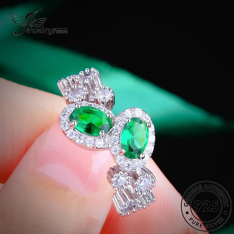 JEWELRYPALACE Perak Murni korea Silver Emerald Nikah Sterling Oval Personality Silver Asli 925 Kawin Original Cincin Wanita Aksesori Perhiasan R2367