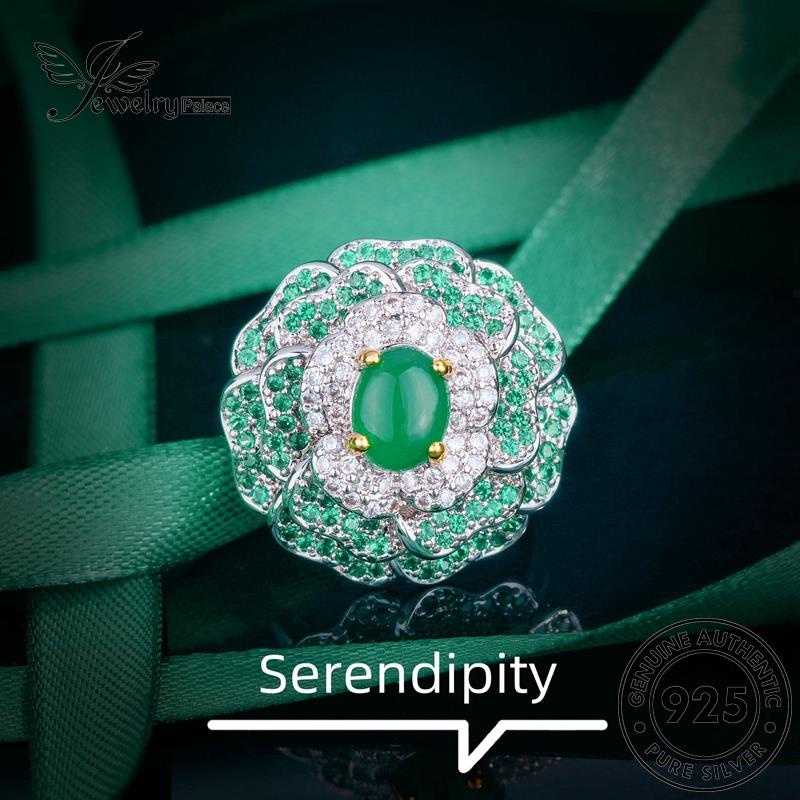 JEWELRYPALACE Emerald Asli Sterling Silver Aksesori Luxury Murni korea 925 Perak Kawin Court Style Silver Perhiasan Original Cincin Wanita Nikah R2385