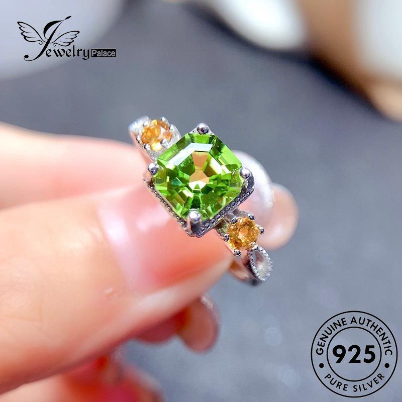 JEWELRYPALACE Square korea Nikah Wanita Emerald Cincin Aksesori Sterling Perak Silver Perhiasan Murni Silver Original Retro Asli 925 Kawin R2386