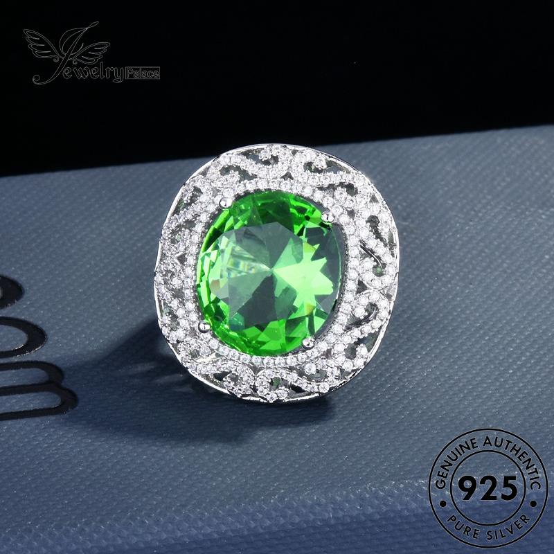 JEWELRYPALACE Luxury Cincin Silver Asli Wanita Oval Original 925 Murni Emerald Sterling Kawin Silver Nikah Perak Aksesori Perhiasan korea R2347