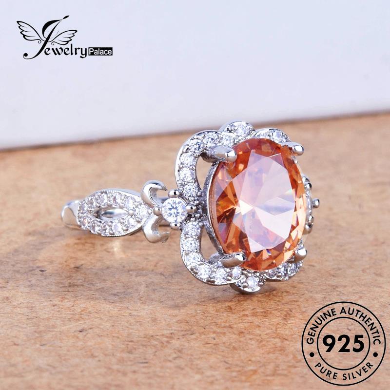 Jewelrypalace Citrine Square925 Cincin Perak Asli Mewah Wanita R2416