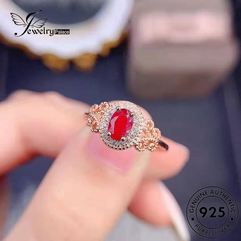 JEWELRYPALACE Silver Ruby Original Wanita korea Gold Sterling Asli Perak Cincin Nikah Aksesori Pattern Kawin Silver Perhiasan 925 Luxury Murni R2412