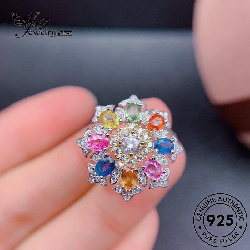 JEWELRYPALACE Creative Silver Colorful Aksesori Nikah Perhiasan Wanita Sterling Diamond korea Cincin Asli Perak 925 Murni Original Moissanite Silver Kawin R2516