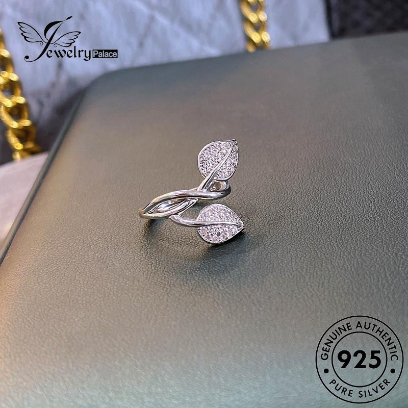 JEWELRYPALACE Kawin Silver Cincin Nikah Perak Leaves Temperament Sterling Murni Aksesori Silver Wanita Asli 925 Original Moissanite korea Perhiasan Diamond R2451