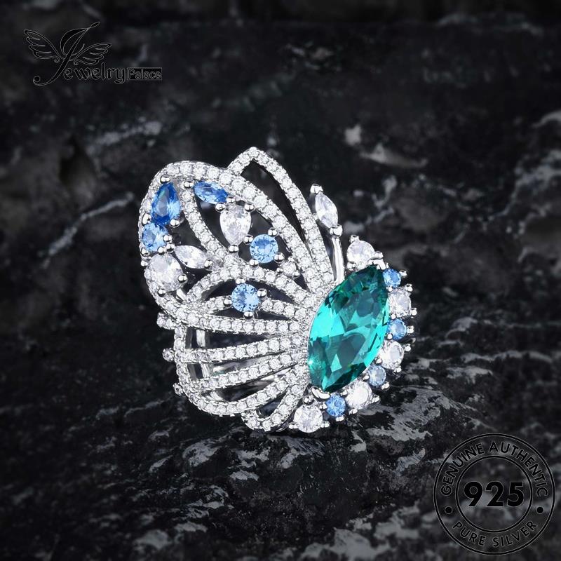 JEWELRYPALACE Perhiasan Perak Creative Cincin Nikah Aksesori korea Wanita Original Asli Sterling Aquamarine Silver Wings 925 Murni Kawin Silver R2548
