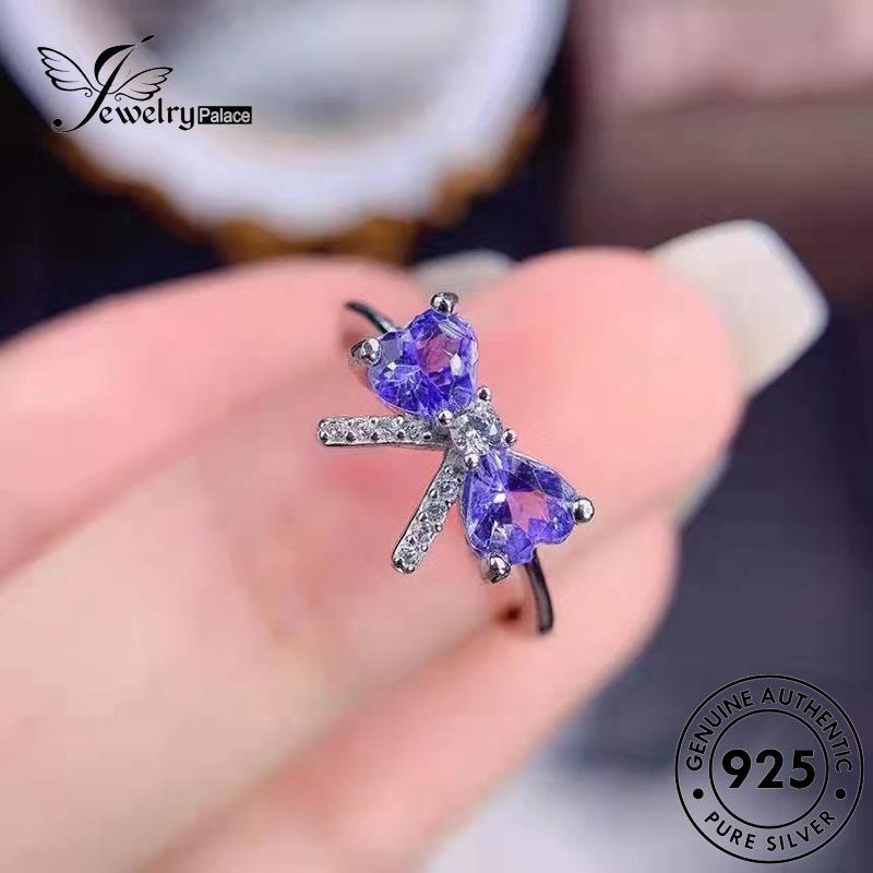 JEWELRYPALACE 925 Sterling korea Original Murni Amethyst Wanita Nikah Creative Bow Perhiasan Silver Perak Kawin Silver Aksesori Asli Cincin R2532