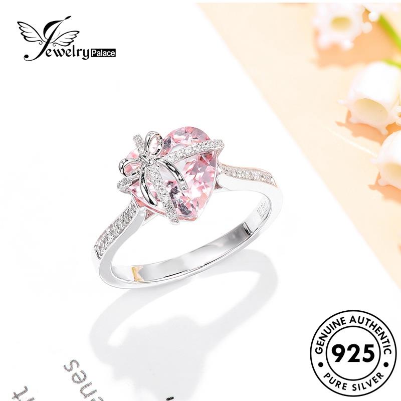 JEWELRYPALACE Aksesori Silver Nikah korea Kawin Perhiasan Wanita Cute Asli Original Heart 925 Silver Sterling Murni Citrine Cincin Perak R2538