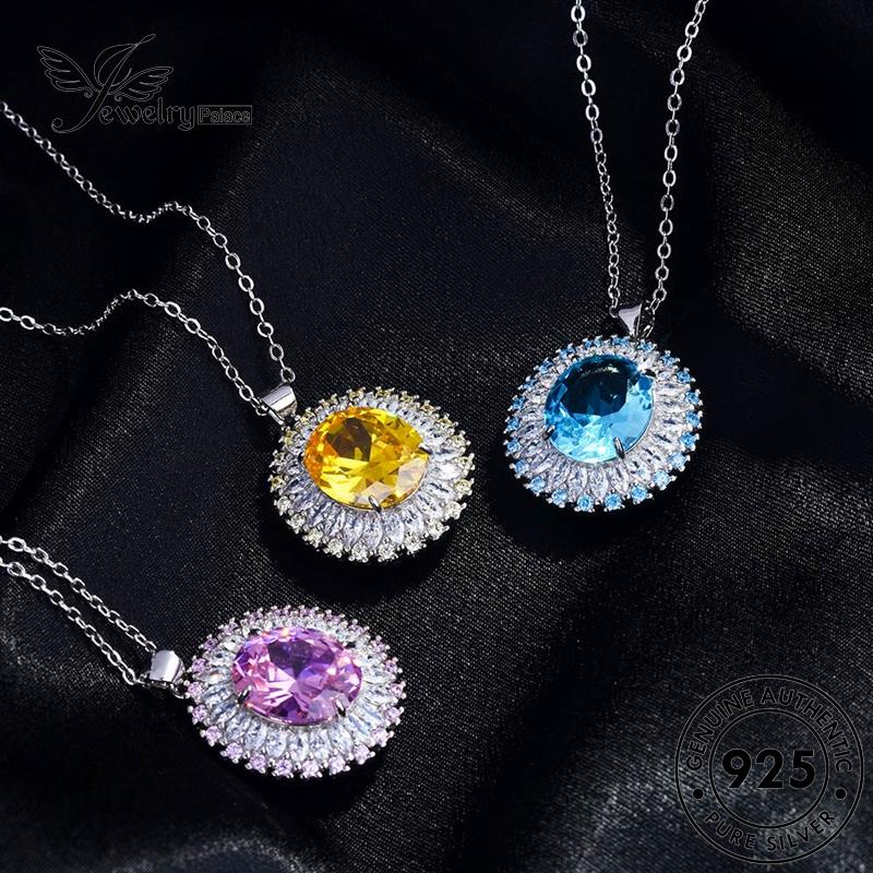 Jewelrypalace Set Perak Asli925 Citrine Bulat Kalung Wanita S99