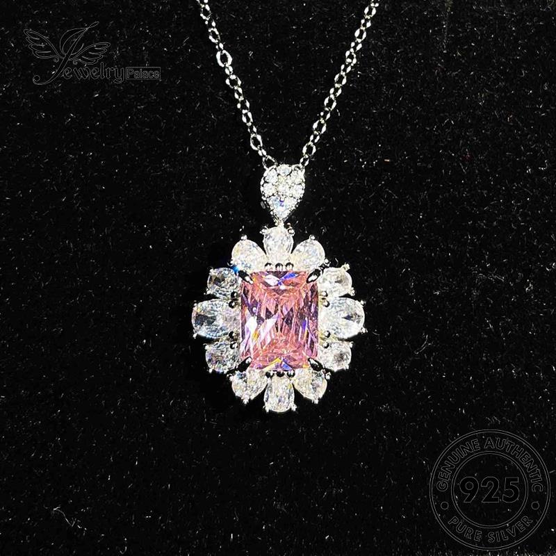 Jewelrypalace Pink Diamond Set Perak Kristal Kreativitas Kalung Wanita Asli925 S105