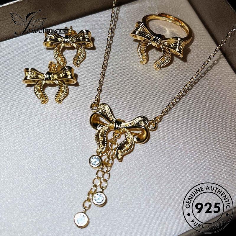 Jewelrypalace925 Kalung Wanita Perak Asli Set Busur Fashion S130