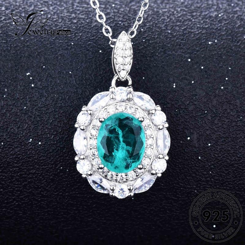 Jewelrypalace Aquamarine Fashionable Set Telur Asli Kalung Perak925Wanita Bentuk S140