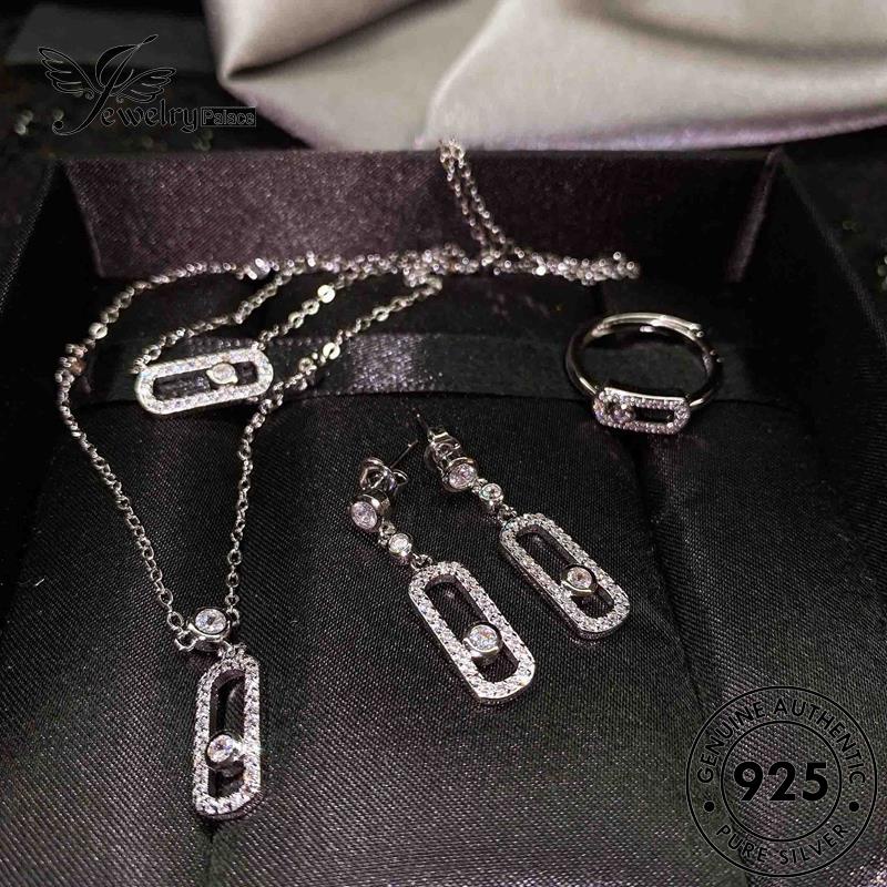 Jewelrypalace Berlian Wanita Moissanite Kalung Temperamen Asli Set Perak925 S150