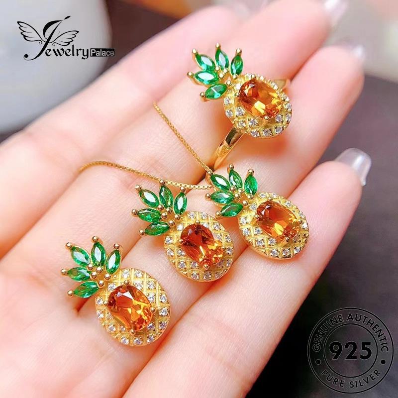 Jewelrypalace Kreatif Asli Nanas Set925 Perak Kalung Citrine Wanita S215