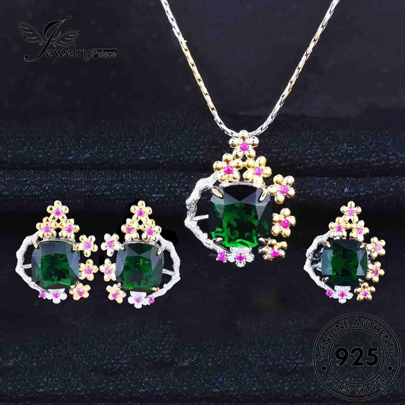 Jewelrypalace Set Bunga Ruby925Asli Fashion Kalung Wanita Perak S261