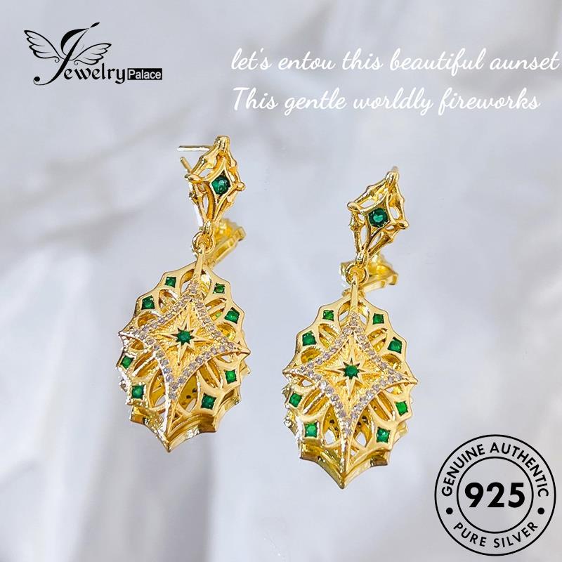 Jewelrypalace Emerald Vintage Emas Wanita Asli Kalung Perak925 Set S278