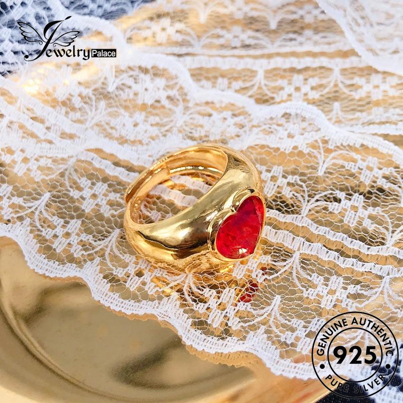 Jewelrypalace Perak Ruby925 Love Set Kepribadian Wanita Asli Kalung S322