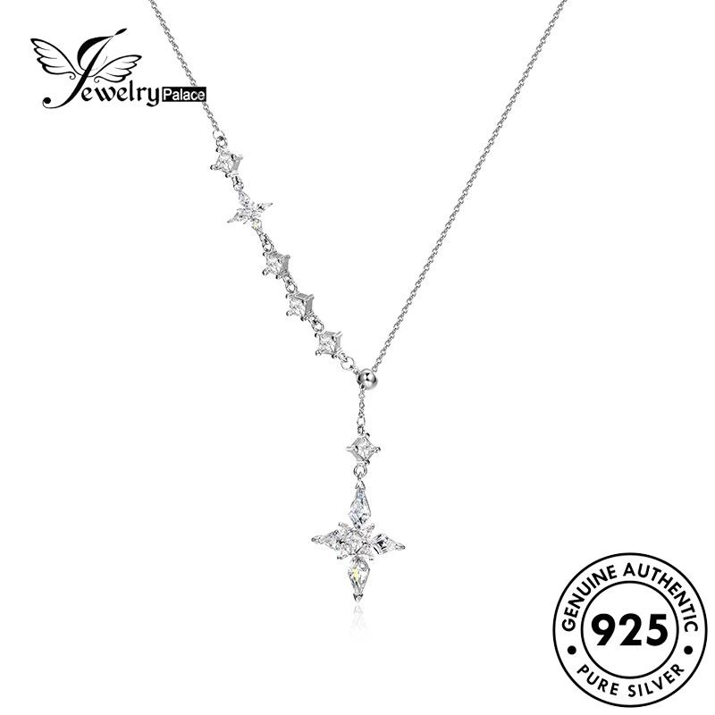 Jewelrypalace Set Kalung Moissanite Berlian Asli Wanita Kreatif Perak925Bintang S358