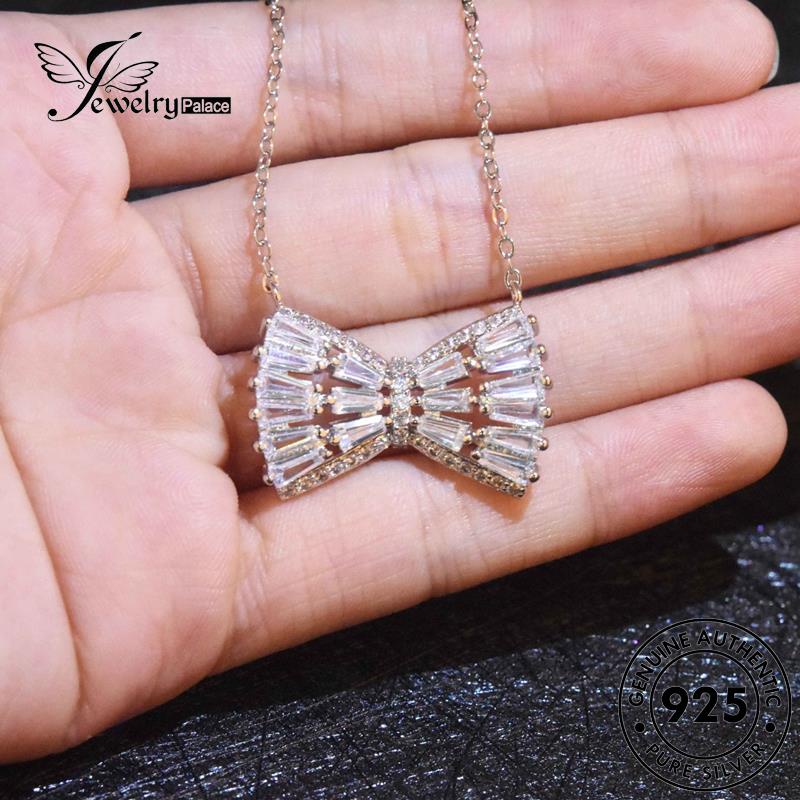 Jewelrypalace Set Perak Elegan Moissanite925 Wanita Busur Berlian Kalung Asli S421