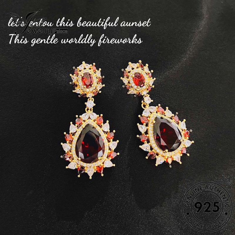 Jewelrypalace Ruby Set Bentuk Asli Kalung Perak925 Gold Wanita Pear S485