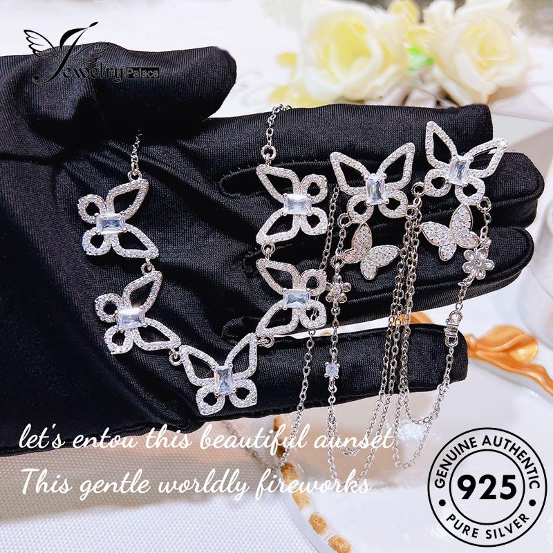 Jewelrypalace Asli Moissanite Berlian925 Wanita Set Perak Kalung Kupu-Kupu S487