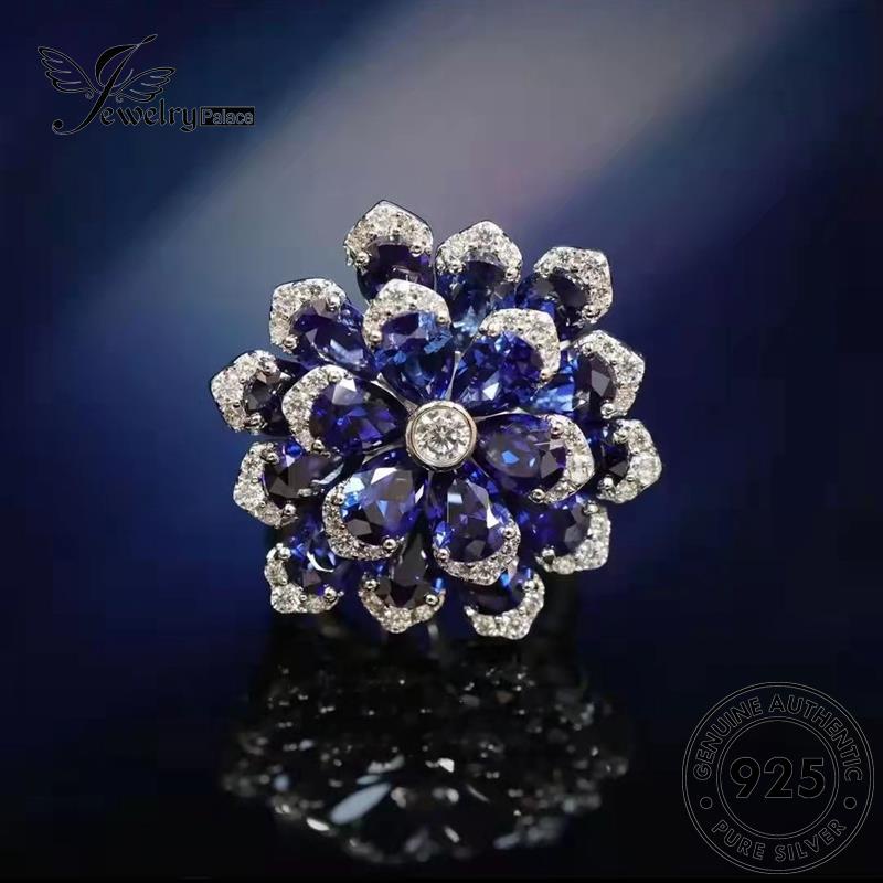 Set JEWELRYPALACE Preserved Perak925 Kalung Bunga Asli Wanita Safir S539
