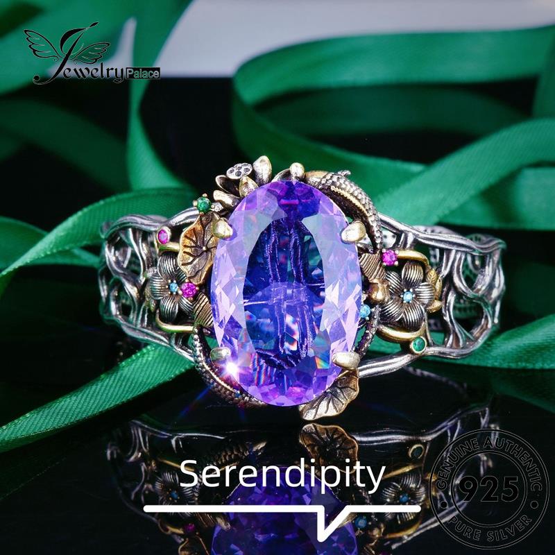 Jewelrypalace Kalung925 Perak Asli Wanita Amethyst Kerawang Kerawang Kerawang Set S545