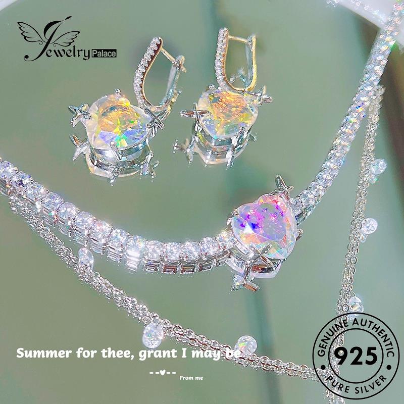 Jewelrypalace Asli Double Set Moonstone 925wanita Love Kalung Perak S549