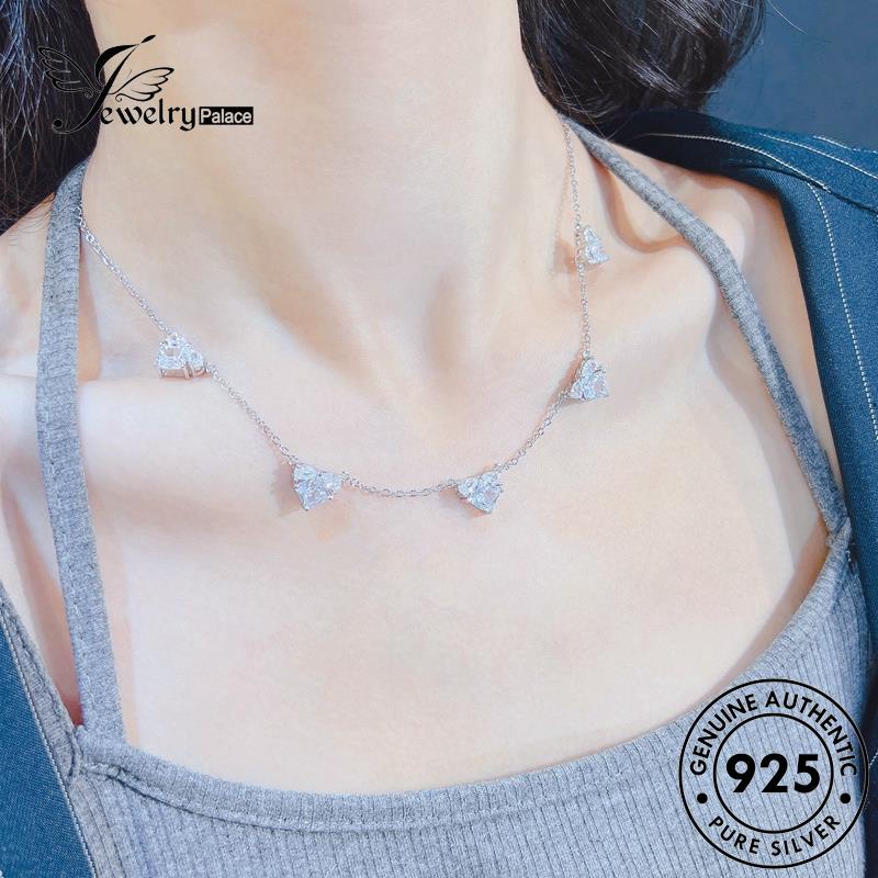 Tempat Perhiasan Wanita Asli Berlian Silver Princess Kristal Kalung Set Pink925 S513