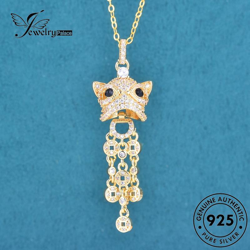 Jewelrypalace Berlian925 Perak Wanita Set Emas Asli Rumbai Kalung Singa Moissanite S570