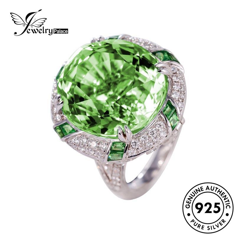 Tempat Perhiasan Wanita925 Set Mendominasi Perak Asli Kalung Zamrud S597