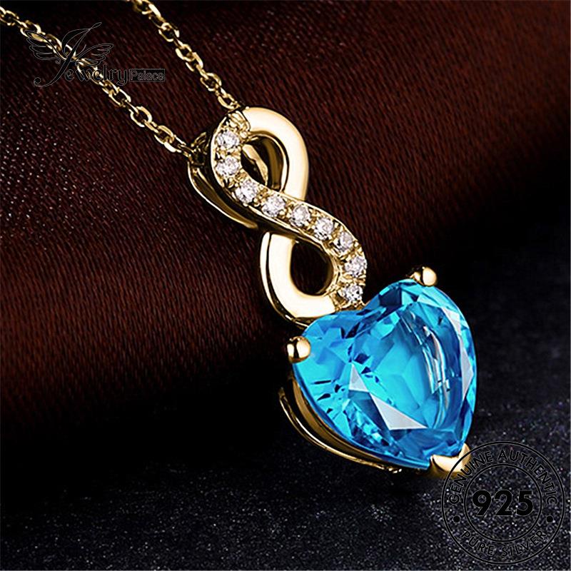 Jewelrypalace925 Kalung Wanita Asli Fashion Safir Perak N584