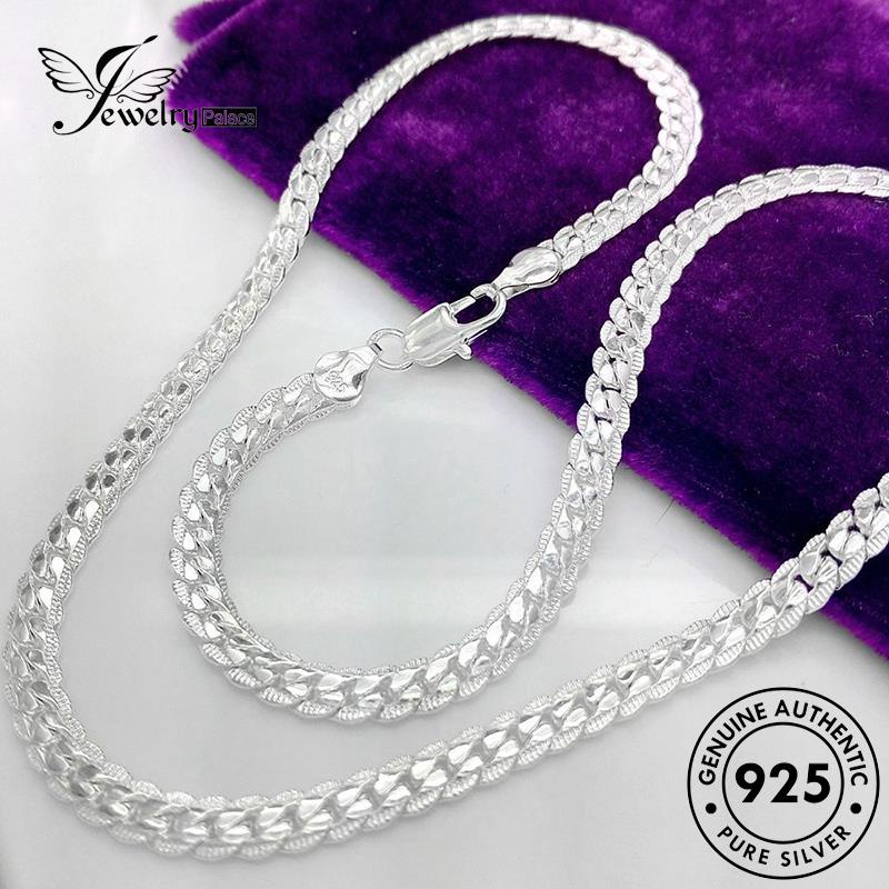Tempat Perhiasan Wanita925 Perak Simple Sideways Kalung Asli N1077
