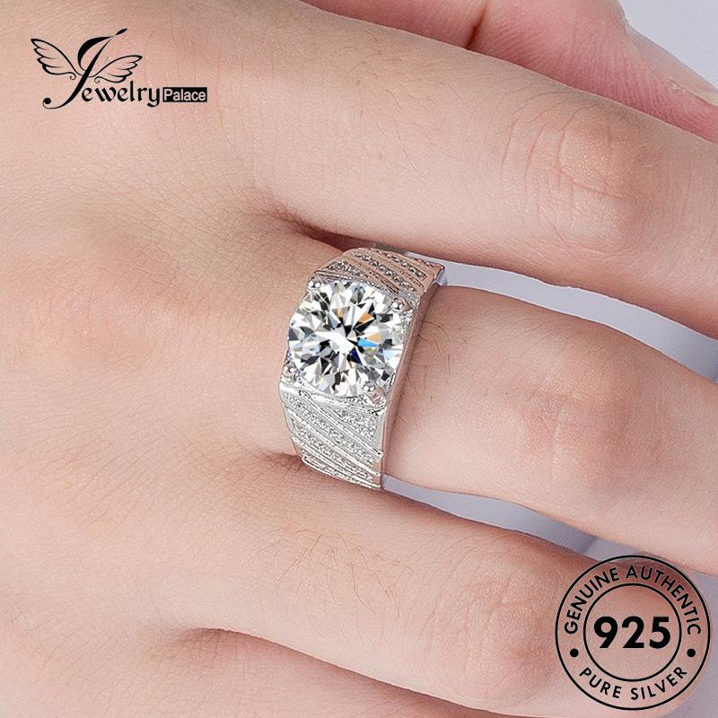 Perhiasantempat Cincin Moissanite925 Panah Perak Mendominasi Dan Pria Berlian Asli Hati R50