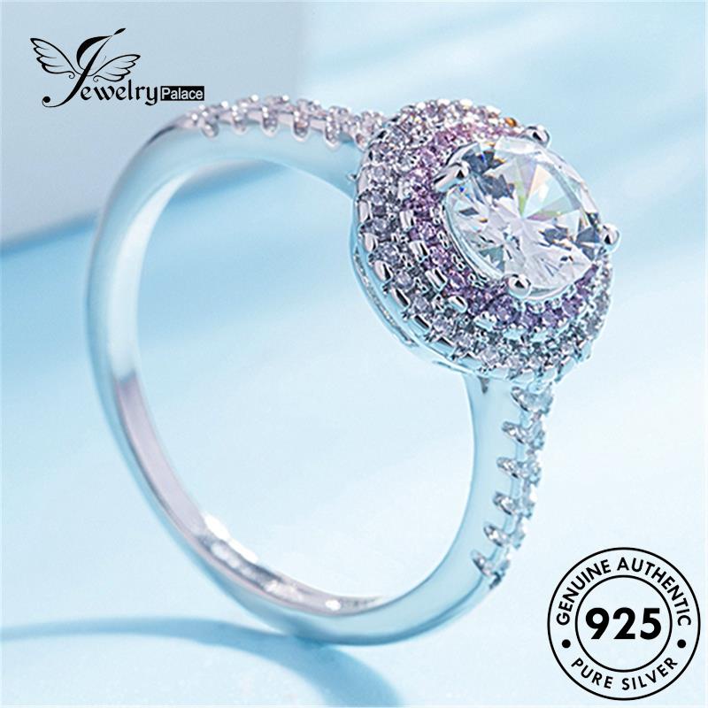 Jewelrypalace Cincin Bulat Wanita Moissanite Asli Fashion Perak925 Berlian R94