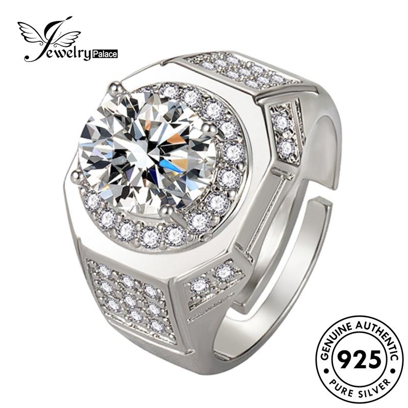 Jewelrypalace Original925 Cincin Pria Perak Berlian Mendominasi Moissanite R112