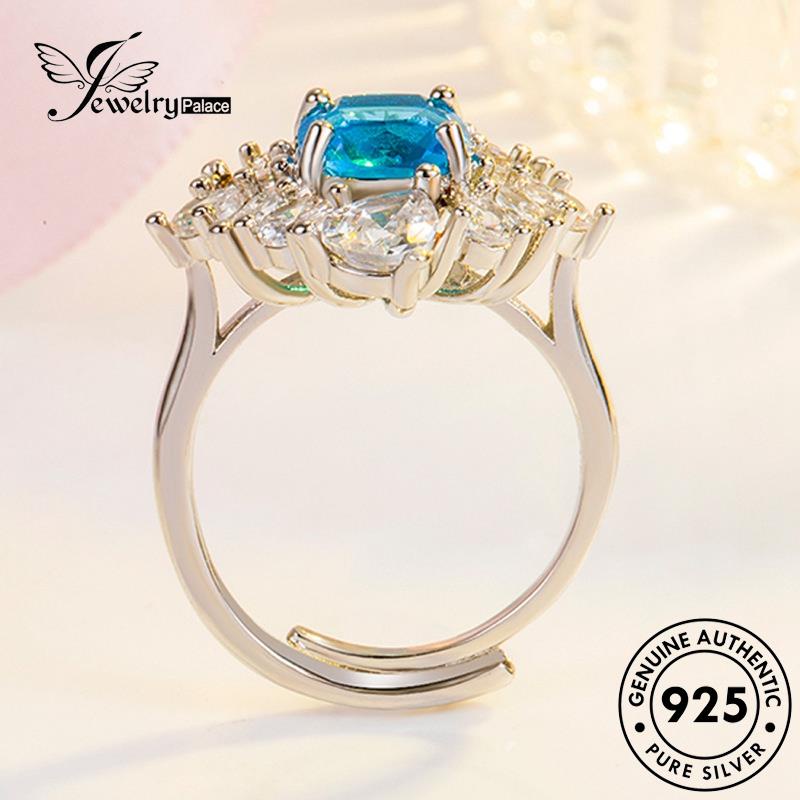 Jewelrypalace Cincin Mata Aquamarine Perak Kuda Wanita Asli925Mewah R240