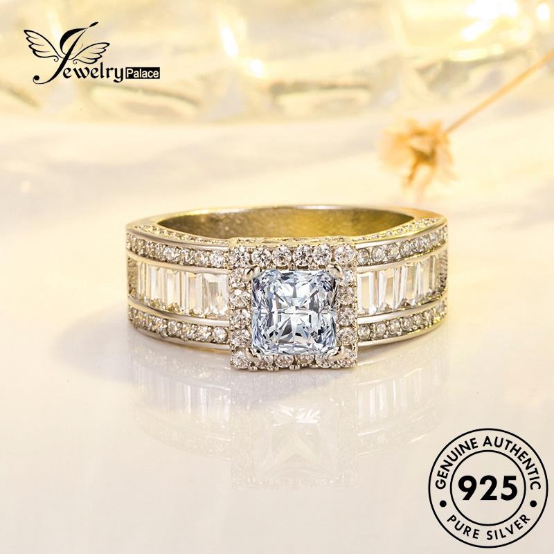 Jewelrypalace Moissanite Perak Wanita925 Cincin Berlian Fashion Asli Persegi R245