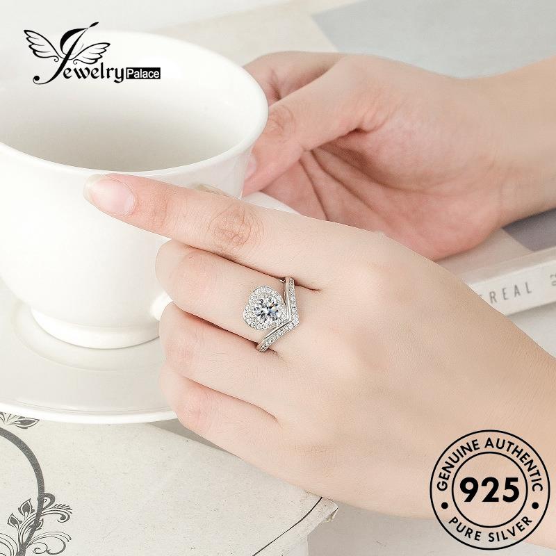 Jewelrypalace Cincin Wanita Asli Moissanite Kepribadian Perak Berlian Love925 R159