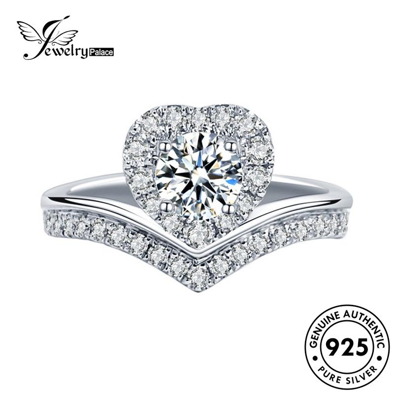 Jewelrypalace Cincin Wanita Asli Moissanite Kepribadian Perak Berlian Love925 R159