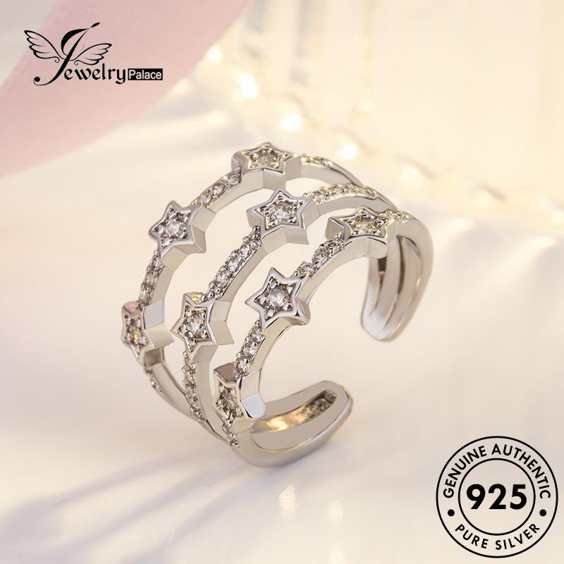 Perhiasantempat Cincin Bintang Emas Asli925 Berlian Moissanite Wanita Silver Kepribadian Double R388