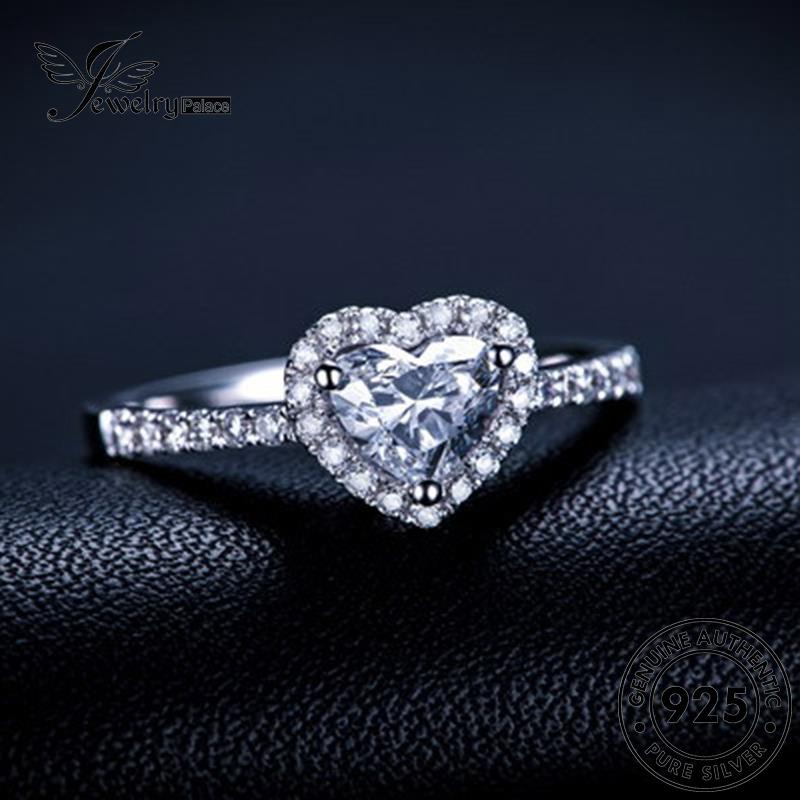 Jewelrypalace Cincin Perak925 Wanita Fashion Asli Love Moissanite Berlian R419