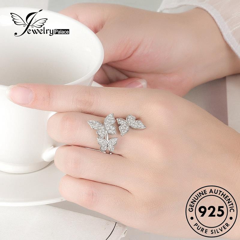 Jewelrypalace Cincin Berlian Asli925 Kupu-Kupu Wanita Kepribadian Emas Moissanite Perak R504