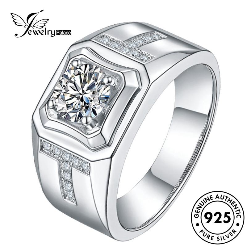 Jewelrypalace Cincin Huruf Fashion Asli T Pria Moissanite Perak925 Berlian R519